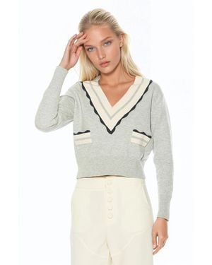 Alexia Admor Arden Deep V Contrast Trim Cardigan - Gray