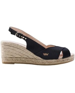 VISCATA Llansa Canvas Espadrille Sandal Wedges - Blue