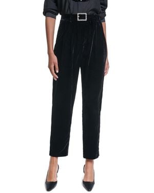 KARL LAGERFELD Petite Velvet Skinny Ankle Pants - Black