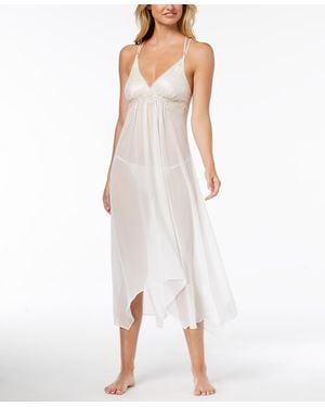 Linea Donatella Keepsake Lace-trim Chemise Nightgown Lingerie - White