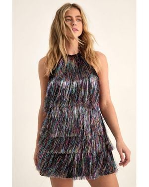 Nasty Gal Tinsel Halter Neck Tiered Mini Dress - Multicolor