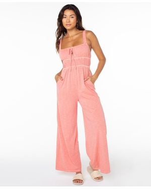 Roxy Clover Sleeveless Square Neck Jumpsuit - Pink