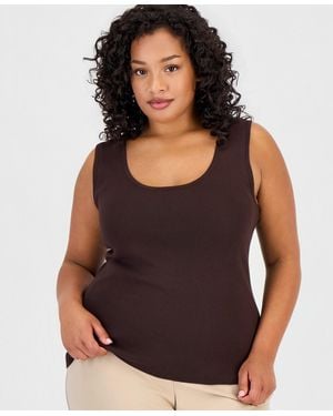 Tahari U-neck Sleeveless Sweater - Purple