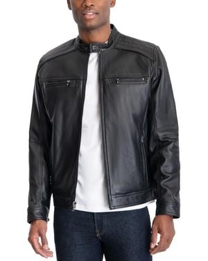Michael Kors Perforated Leather Moto Jacket, Created For Macy's - Black