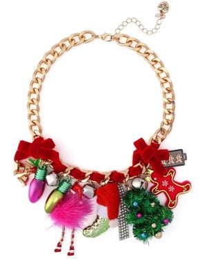 Betsey Johnson Faux Stone Santa Baby Statement Bib Necklace - Red