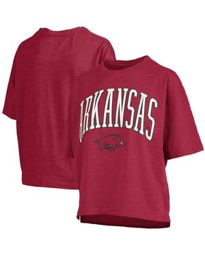 Pressbox Â Arkansas Razorbacks Nelson Arch Over Logo Waist Length Oversized Slub T-shirt - Red