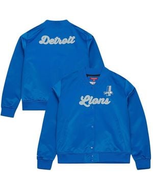 Mitchell & Ness Detroit Lions Full-snap Satin Jacket - Blue