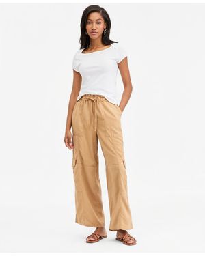 On 34th Pull On Paperbag Cargo Wide Leg Pants - White