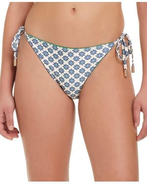 Red Carter Solar Power Tie Side Pull-on Bikini Bottom - Blue