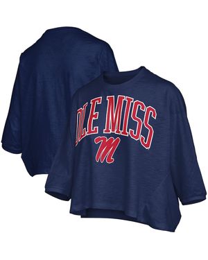 Pressbox Ole Miss Rebels Midi Arch Over Logo Oversized T-shirt - Blue