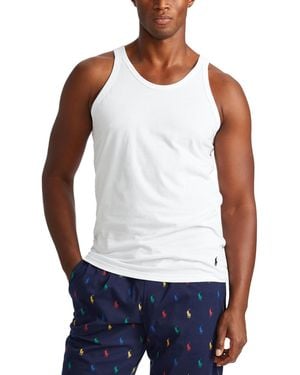 Polo Ralph Lauren Men's Underwear, Slim-fit Stretch Cotton Jersey Tank 3 Pack - White