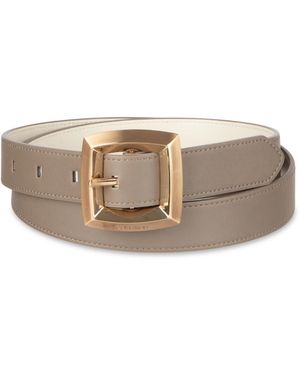 Calvin Klein Two-in-one Reversible Puffed Beveled Edge Buckle Belt - White