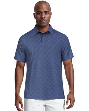 PGA TOUR All-over Batik Geometric Print Short-sleeve Golf Polo Shirt - Blue