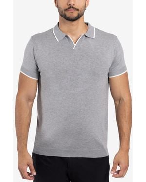 Xray Jeans Collar V-neck Polo Sweater - Gray