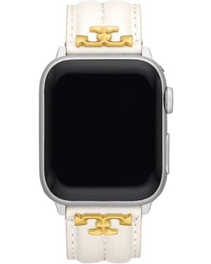 Tory Burch Ivory Leather Band For Apple Watch - Black
