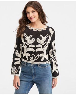 On 34th Cotton Embroidered Cutwork Top - White