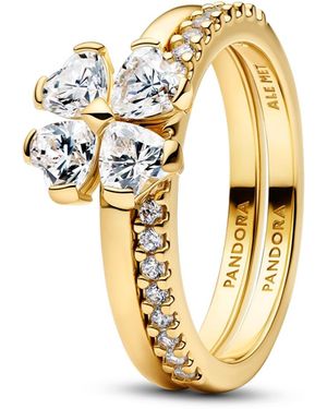 PANDORA Sparkling Lucky Clover Splittable Ring - Metallic