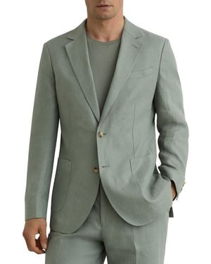 Reiss Atlantic Single-breasted Tailored-fit Linen Blazer - Green