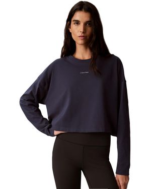 Calvin Klein Icon Long-sleeve Graphic Crop T-shirt - Blue