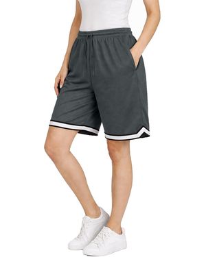 Jump Start Loose Fit Premium Active Moisture Wicking Workout Mesh Shorts With Trim - Gray