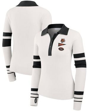 WEAR by Erin Andrews Cincinnati Bengals Ribbed Henley Polo Shirt - White