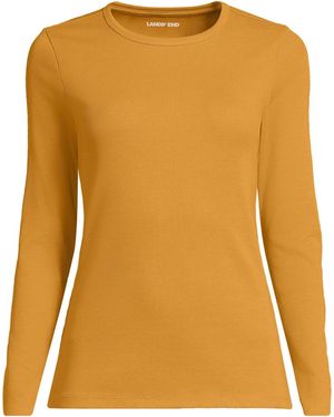 Lands' End Petite Long Sleeve Micro Rib T-shirt - Yellow