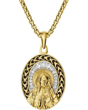 Bulova Gold Plated Blessed Mary Pendant Necklace - Metallic