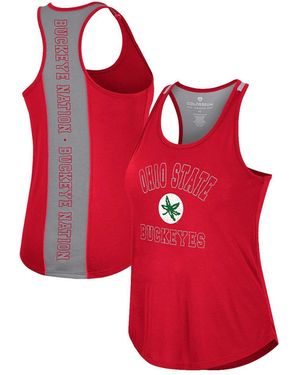 Colosseum Athletics Ohio Distressed State Buckeyes 10 Days Racerback Scoop Neck Tank Top - Red