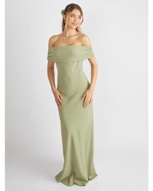 Six Stories Bardot Gathered Crepe Bridesmaid Dress - Green