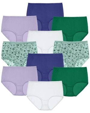 Comfort Choice Plus Size Full Coverage Nylon Brief 10-pack - Green