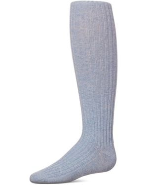 Memoi Little Girls Ribbed Cotton Blend Sweater Tights - Gray