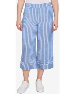 Ruby Rd. Petite Yarn Dye Stripe Relaxed Soft Capri Pants - Blue