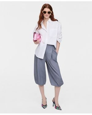 On 34th Pinstripe Balloon-leg Pants - Blue