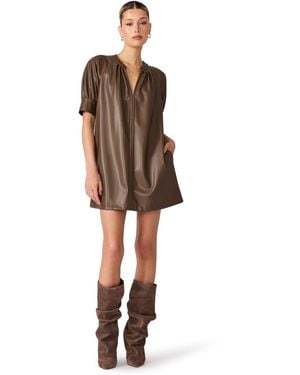 Steve Madden Sharleene Puff-sleeve Polyurethane Mini Dress - Natural