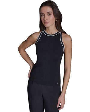 BCBGMAXAZRIA Crewneck Sleeveless Tank Top - Black