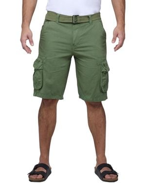 Raw X Belted Double Pocket Cargo Shorts - Green
