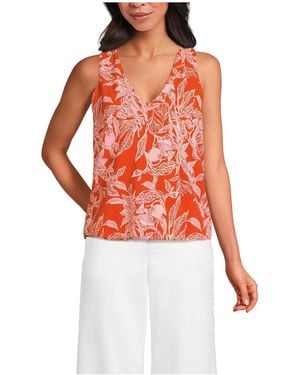 Lands' End Lightweight Jersey Blouson Vneck Tank - Red