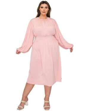L I V D Plus Size Audrey Ruched Midi Dress - Pink