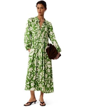 Whistles Floral Trapeze Shirt Dress - Green