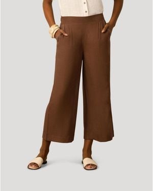Cable & Gauge Cable And Gauge Linen Blend Pull On Crop Pant - Brown