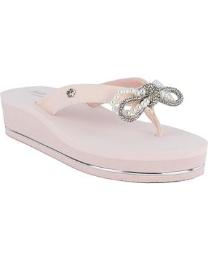 Juicy Couture Crepe Bow Detail Wedge Sandals - Pink