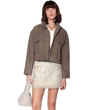 Walter Baker Rihanna Suede Funnel Neck Jacket - Brown