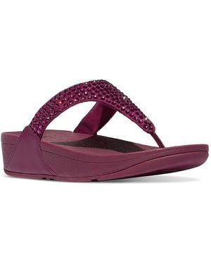 Fitflop Lulu Maxi-crystal Toe-post Wedge Sandals - Purple