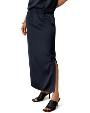 LILYSILK Washable Silk Charmeuse Pull-on Skirt - Blue