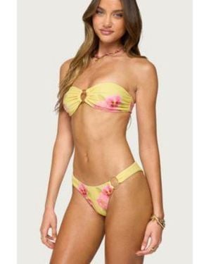 Edikted Miley Floral Bandeua Bikini Top Bikini Bottoms - Yellow