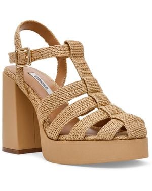 Steve Madden Teller Platform Fisherman Heels Sandals - Metallic