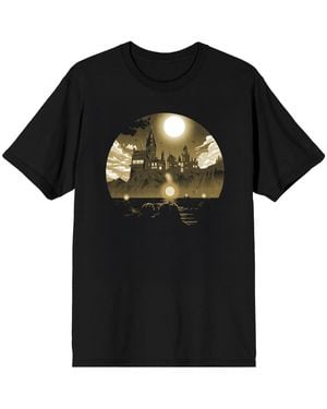 Harry Potter Hogwarts First Year Half-tone Crew Neck Short Sleeve T-shirt - Black