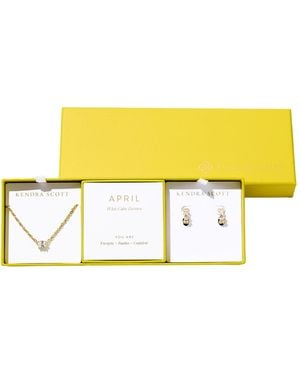 Kendra Scott 2-piece Cubic Zirconia Cailin Pendant Necklace And huggie Earrings Gift Set - Yellow