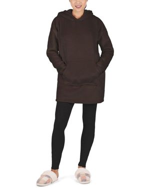 Memoi Sherpa-lined Velour Hooded Lounger - Black