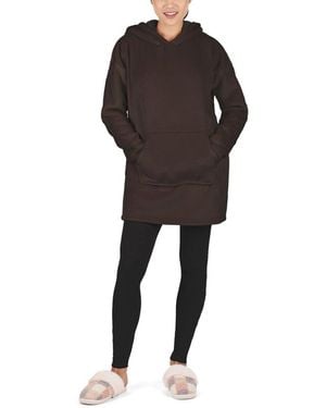 Memoi Sherpa-lined Velour Hooded Lounger - Black